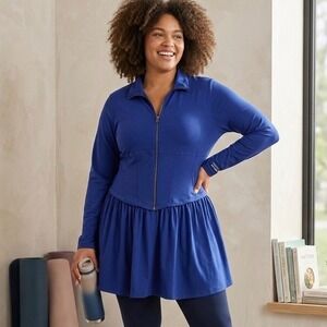 Daily Practice Anthropologie Taylor Blue Zip Front Mini Dress Large Athleisure